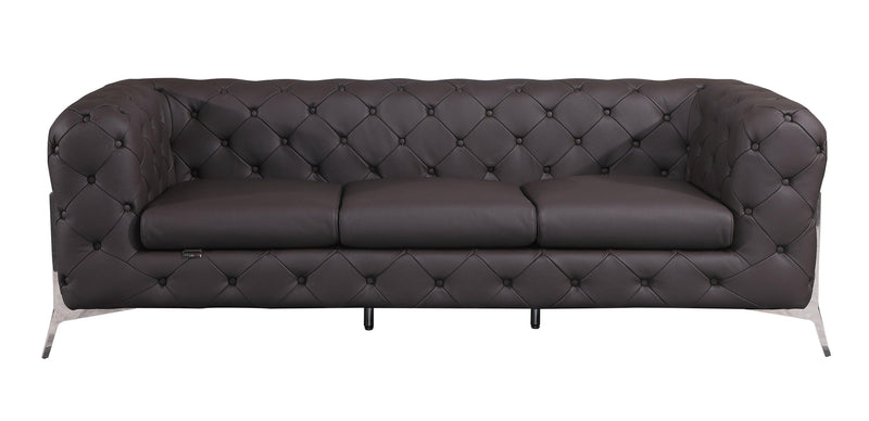 Global United Transitional Top Grain 100% Italian Leather Upholstered Sofa