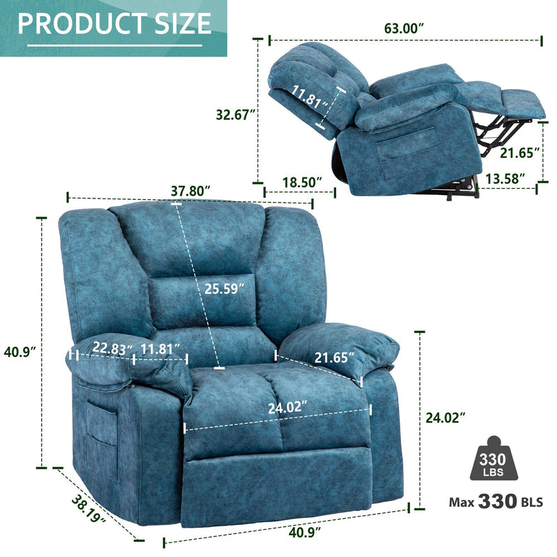 Oversized Recliner Chair Sofa with Massage and Heating - Urban Living Furniture (Los Angeles, CA)