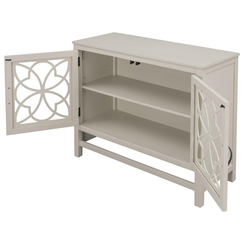 WoodStorage Cabinet with Doors and Adjustable Shelf, Entryway Kitchen Dining Room, Cream White - Urban Living Furniture (Los Angeles, CA)