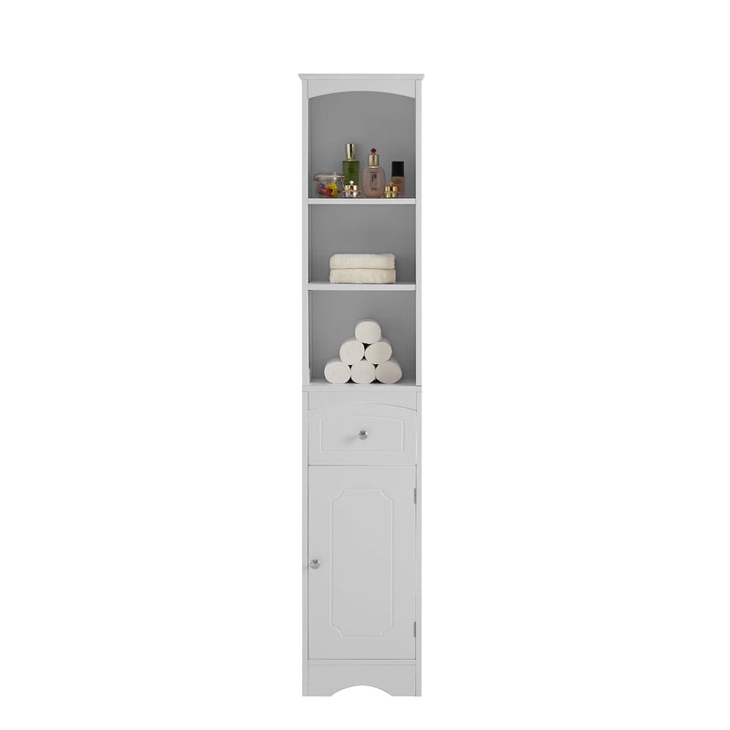 Tall Bathroom Cabinet, FreestandingStorage Cabinet with Drawer, MDF Board, Adjustable Shelf, White - Urban Living Furniture (Los Angeles, CA)