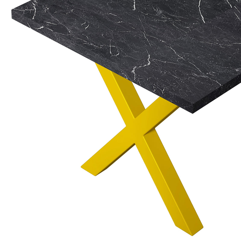 70.87"Modern Square Dining Table with Printed Black Marble Table Top+Gold X-Shape Table Leg - Urban Living Furniture (Los Angeles, CA)