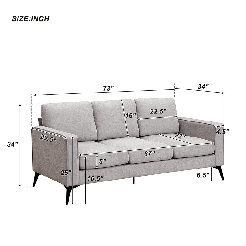 Modern 3-Piece Sofa Sets with Sturdy Metal Legs,Chenille Upholstered Couches Sets Including 3-Seat Sofa, Loveseat and Single Chair for Living Room Furniture Set (1+2+3 Seat) - Urban Living Furniture (Los Angeles, CA)