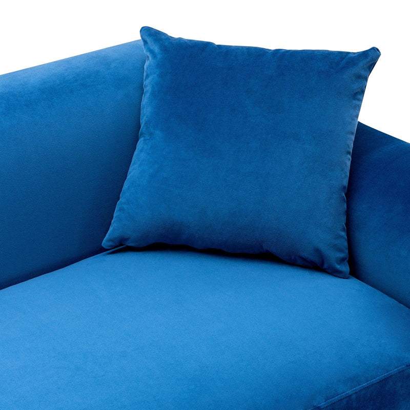 Modern Velvet Sofa with Metal Legs,Loveseat Sofa Couch with Two Pillows for Living Room and Bedroom,Blue - Urban Living Furniture (Los Angeles, CA)