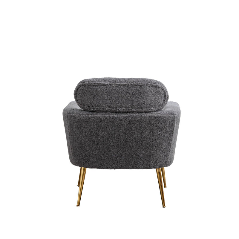 29.5"WModern Boucle Accent Chair Armchair Upholstered Reading Chair Single Sofa Leisure Club Chair with Gold Metal Leg and Throw Pillow for Living Room Bedroom Dorm Room Office, Gray Boucle - Urban Living Furniture (Los Angeles, CA)