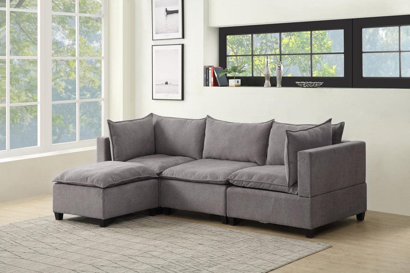 Madison Light Gray Fabric Reversible Sectional Sofa Ottoman - Urban Living Furniture (Los Angeles, CA)