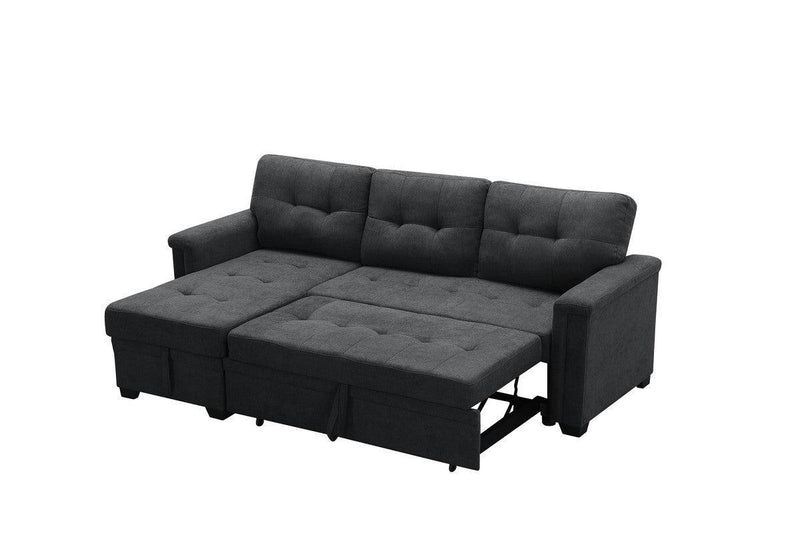 Ashlyn Dark Gray Woven Fabric Sleeper Sectional Sofa Chaise with USB Charger and Tablet Pocket - Urban Living Furniture (Los Angeles, CA)