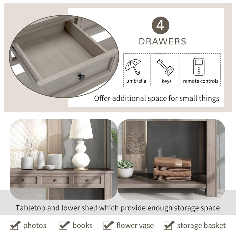 Console Table/Sofa Table withStorage Drawers and Bottom Shelf for Entryway Hallway (Gray Wash) - Urban Living Furniture (Los Angeles, CA)