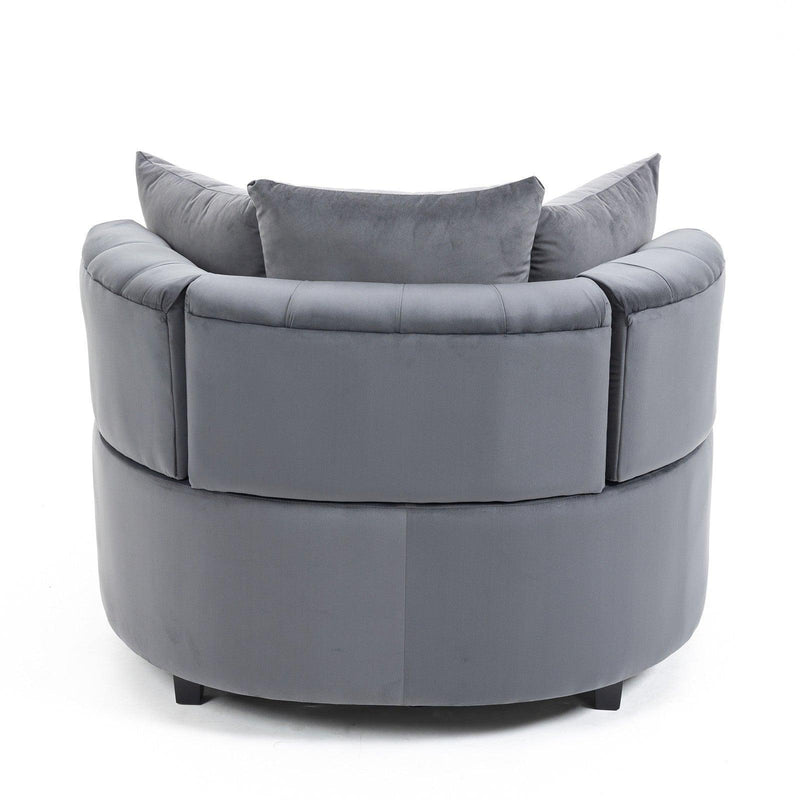 Accent Chair / Classical Barrel Chair for living room /Modern Leisure Chair (Grey)