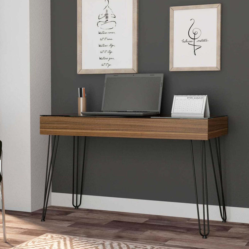 Posey 1-Drawer Rectangle Writing Desk with Hairpin Legs Mahogany - Urban Living Furniture (Los Angeles, CA)