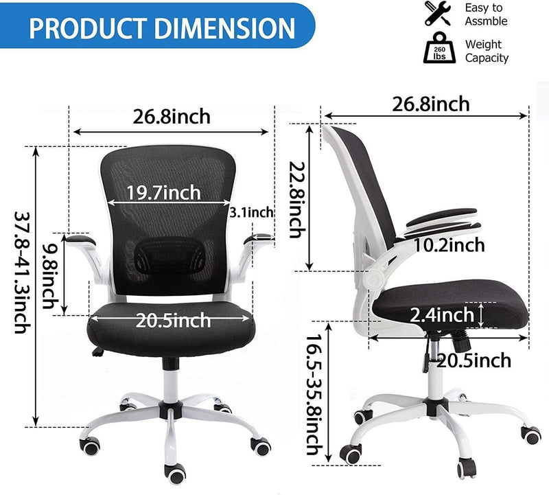 Office Chair Mesh High Back Computer Chair Height Adjustable Swivel Desk Chairs with Wheels,Adjustable Armrest Backrest,Black - Urban Living Furniture (Los Angeles, CA)