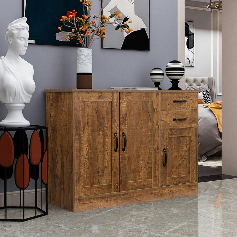 Modern Wood Buffet Sideboard with 2 doors&1Storage and 2drawers -Entryway ServingStorage Cabinet Doors-Dining Room Console, 43.3 Inch, Dark Walnut - Urban Living Furniture (Los Angeles, CA)