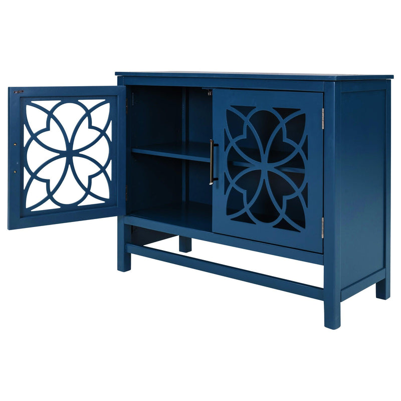 WoodStorage Cabinet with Doors and Adjustable Shelf, Entryway Kitchen Dining Room, Navy Blue - Urban Living Furniture (Los Angeles, CA)