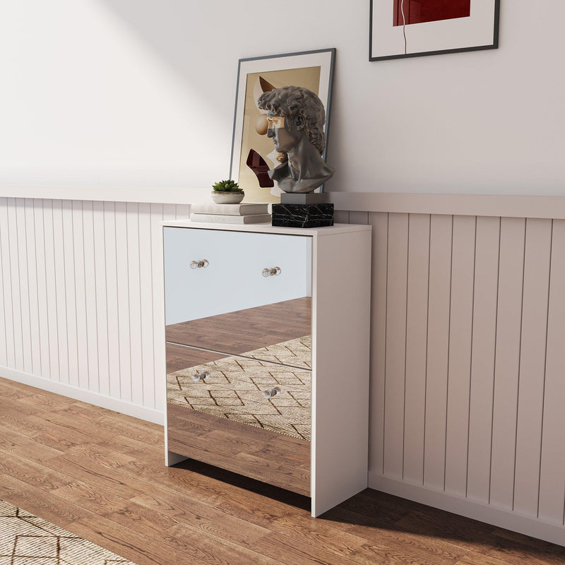 Shoe Cabinet with mirror, 2-TiersShoeStorage Cabinet with Doors for Entryway - Urban Living Furniture (Los Angeles, CA)