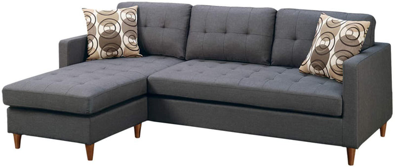 Blue Grey Polyfiber Sectional Sofa Living Room Furniture Reversible Chaise Couch Pillows Tufted Back Modular Sectionals - Urban Living Furniture (Los Angeles, CA)