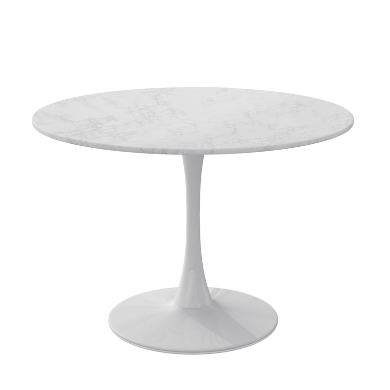 42.12"Modern Round Dining Table with Printed White Marble Table Top,Metal Base  Dining Table, End Table Leisure Coffee Table - Urban Living Furniture (Los Angeles, CA)