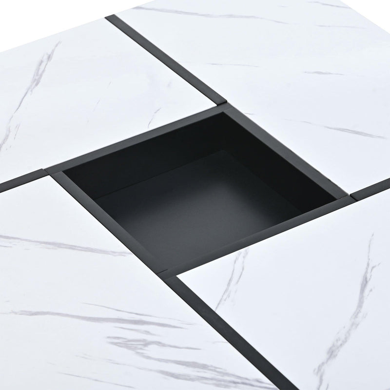 Modern 2-layer Coffee Table with Casters, Square Cocktail Table with Removable Tray，UV High-gloss Marble Design Center Table for Living Room，31.4”x 31.4” - Urban Living Furniture (Los Angeles, CA)