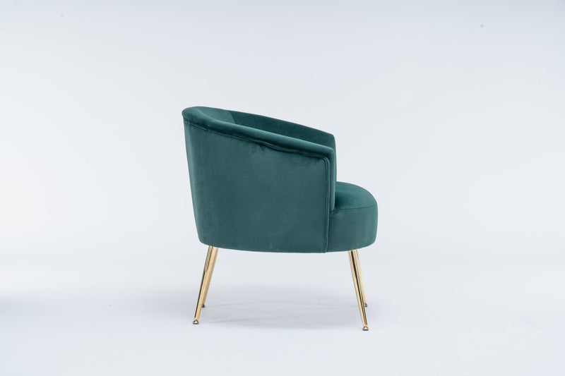 Velvet Accent Armchair Tub Barrel Chair With Gold Metal Legs,Dark Green - Urban Living Furniture (Los Angeles, CA)