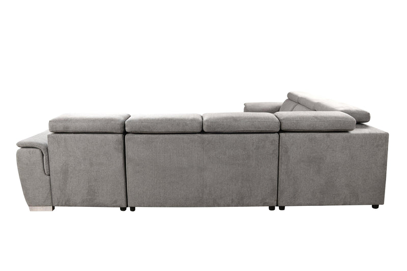 125"Modern U Shaped 7-seat Sectional Sofa Couch with Adjustable Headrest, Sofa Bed withStorage Chaise-Pull Out Couch Bed for Living Room ,Light Gray - Urban Living Furniture (Los Angeles, CA)