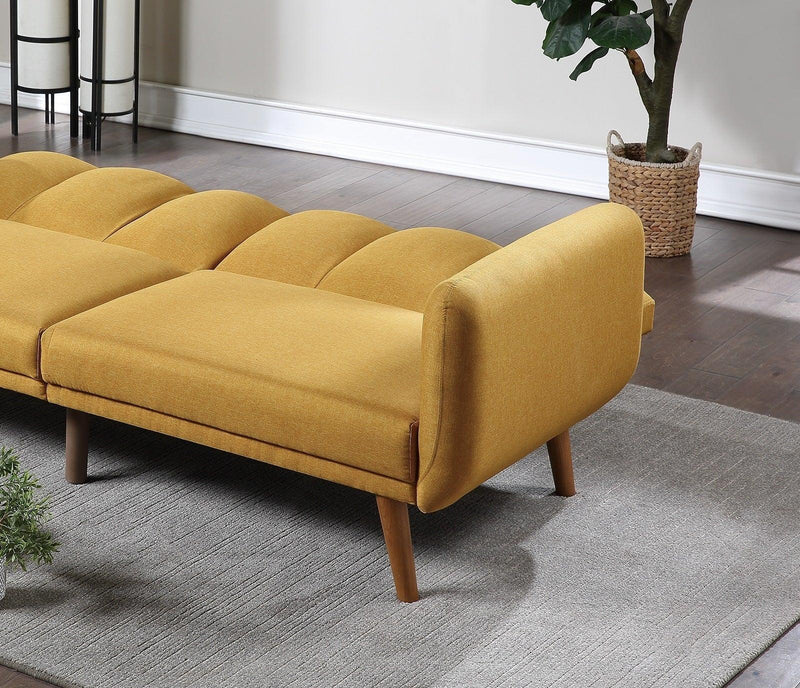 ElegantModern Sofa Mustard Color Polyfiber 1pc Sofa Convertible Bed Wooden Legs Living Room Lounge Guest Furniture - Urban Living Furniture (Los Angeles, CA)