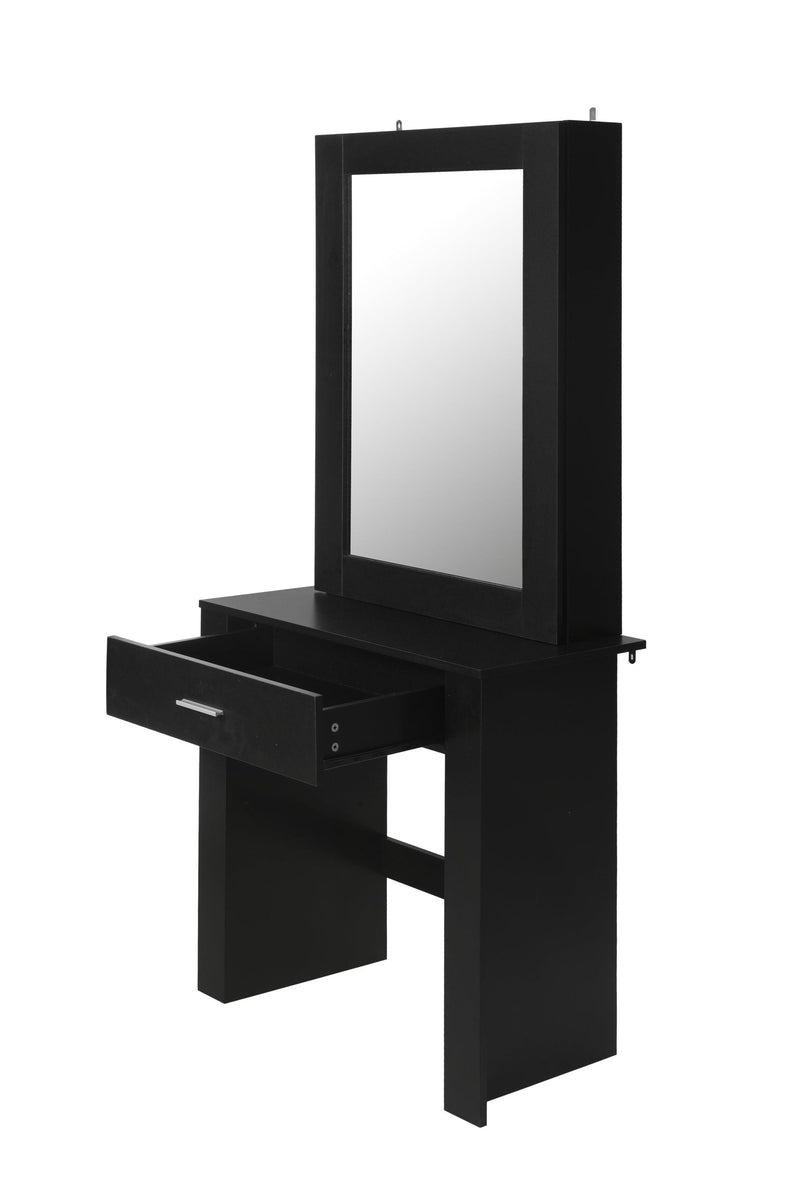 Vanity Desk with Mirror & Stool, Black Makeup Table withStorage Shelves & Drawer, Vanity Set for Girls Women - Urban Living Furniture (Los Angeles, CA)