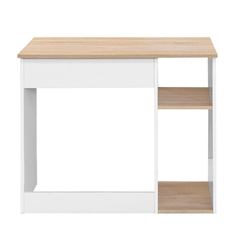 Full Wooden computer desk with 2 layers, 35.4" W x 18.9" D x 29.5" H, Oak & White - Urban Living Furniture (Los Angeles, CA)