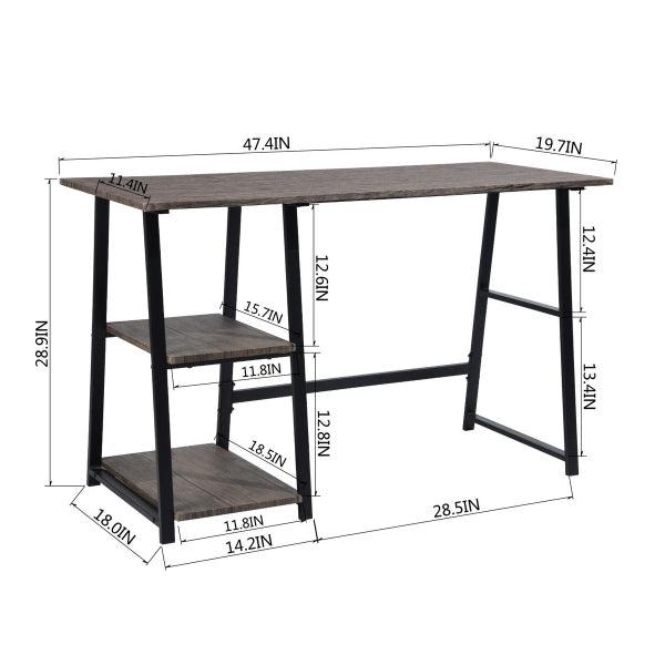 47.4"W X 19.7"D X 28.9"H Wooden Desk with 2Storage Racks - WALNUT & BLACK - Urban Living Furniture (Los Angeles, CA)