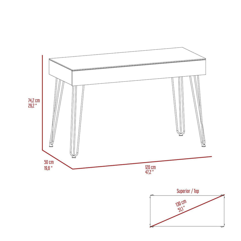 Posey 1-Drawer Rectangle Writing Desk with Hairpin Legs Mahogany