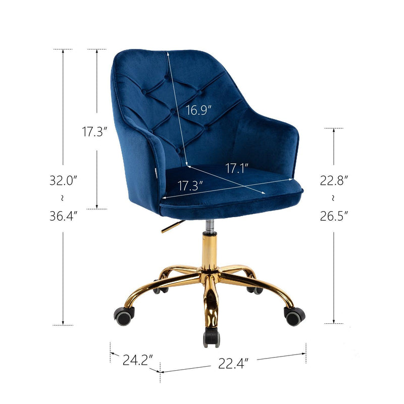 Velvet Swivel Shell Chair for Living Room ,Office chair ,Modern Leisure Arm Chair Navy