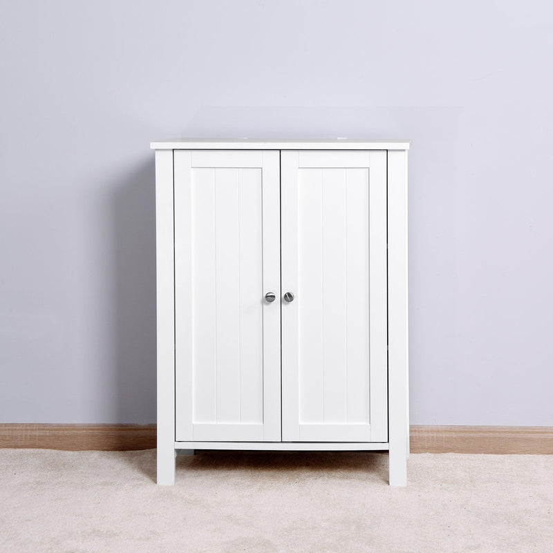 Bathroom FloorStorage Cabinet with Double Door Adjustable Shelf, White - Urban Living Furniture (Los Angeles, CA)