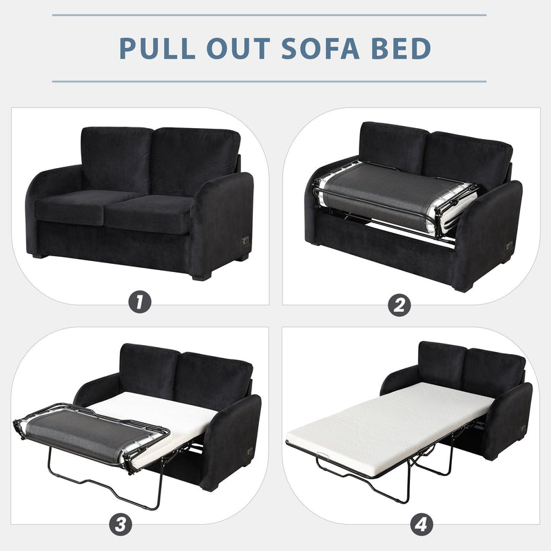 Pull Out Sofa Bed with USB Charging Port and 3-pin Plug,Sleeper Sofa Bed with Twin Size Mattress Pad,Loveseat Sleeper for Living Room,Small Apartment, Black - Urban Living Furniture (Los Angeles, CA)