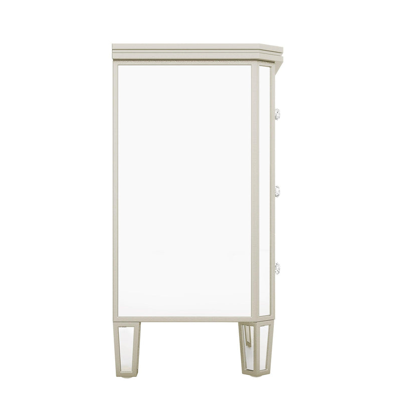 Elegant Mirrored 6-Drawer Dresser with Golden LinesStorage Cabinet for Living Room, Hallway, Entryway