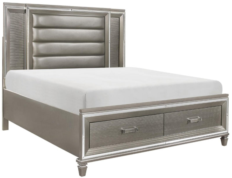 Homelegance Tamsin Queen Upholstered Storage Bed in Silver Grey Metallic 1616-1* - Urban Living Furniture (Los Angeles, CA)