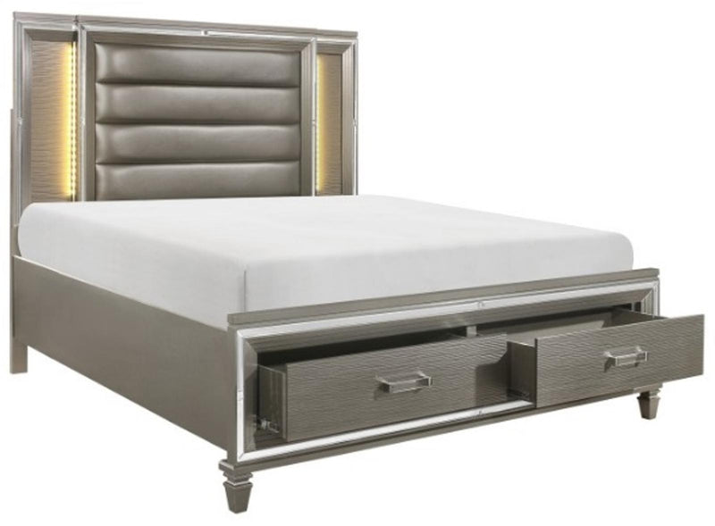 Homelegance Tamsin Queen Upholstered Storage Bed in Silver Grey Metallic 1616-1* - Urban Living Furniture (Los Angeles, CA)