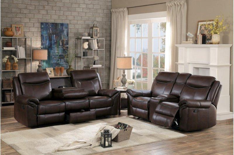 Homelegance Furniture Aram Double Glider Reclining Sofa in Brown 8206BRW-3 - Urban Living Furniture (Los Angeles, CA)