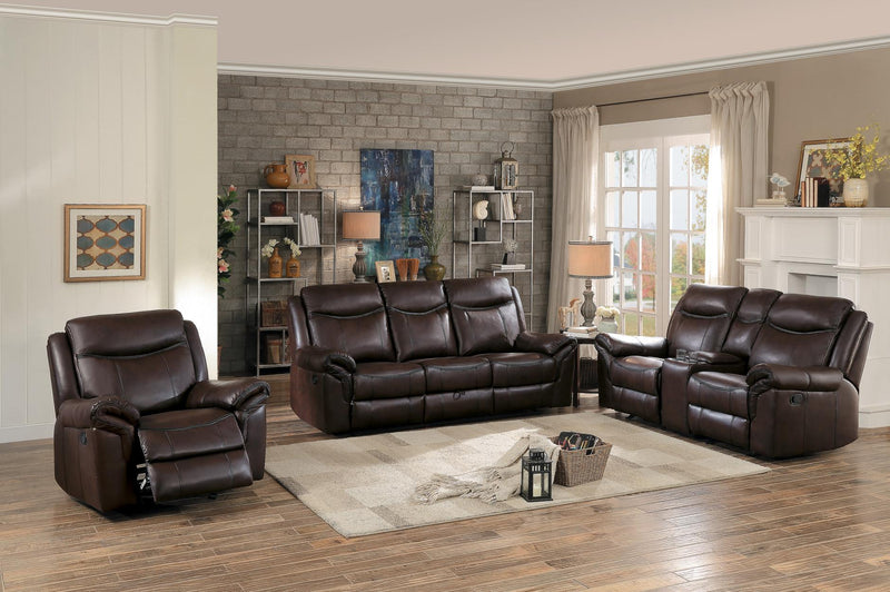 Homelegance Furniture Aram Double Glider Reclining Sofa in Brown 8206BRW-3 - Urban Living Furniture (Los Angeles, CA)