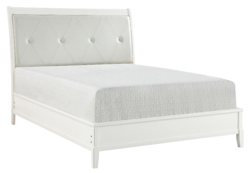 Homelegance Cotterill King Upholstered Sleigh Bed in Antique White 1730KWW-1EK*