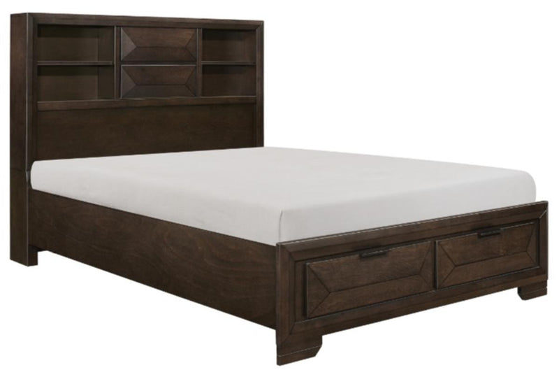 Homelegance Chesky King Bookcase Bed with Footboard Storage in Warm Espresso 1753K-1EK* - Urban Living Furniture (Los Angeles, CA)