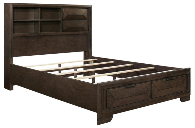 Homelegance Chesky King Bookcase Bed with Footboard Storage in Warm Espresso 1753K-1EK* - Urban Living Furniture (Los Angeles, CA)