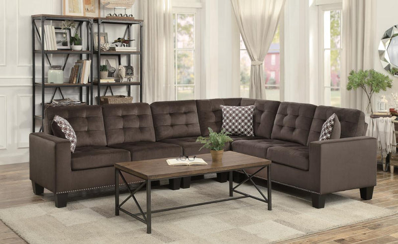 Homelegance Furniture Lantana 2-Piece Reversible Sectional in Chocolate 9957CH*SC - Urban Living Furniture (Los Angeles, CA)