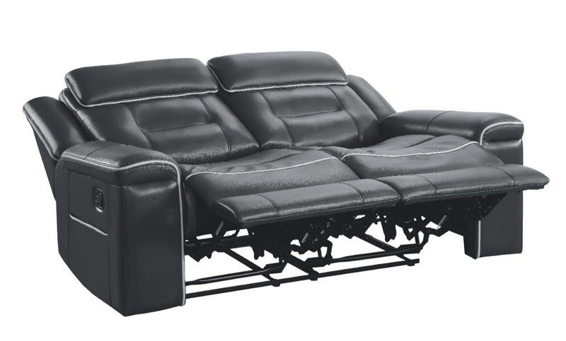 Homelegance Furniture Darwan Double Lay Flat Reclining Loveseat in Dark Gray