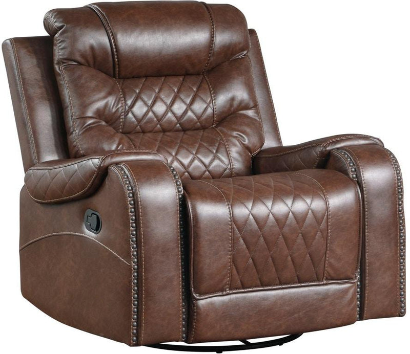 Homelegance Furniture Putnam Swivel Glider Reclining Chair in Brown 9405BR-1 - Urban Living Furniture (Los Angeles, CA)