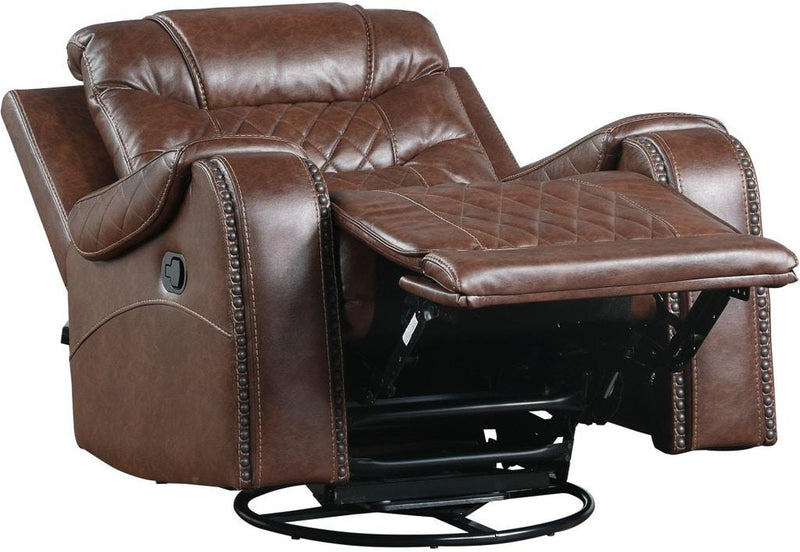 Homelegance Furniture Putnam Swivel Glider Reclining Chair in Brown 9405BR-1 - Urban Living Furniture (Los Angeles, CA)