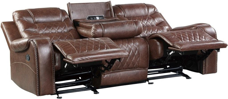 Homelegance Furniture Putnam Power Double Reclining Sofa with Drop-Down in Brown 9405BR-3PW - Urban Living Furniture (Los Angeles, CA)