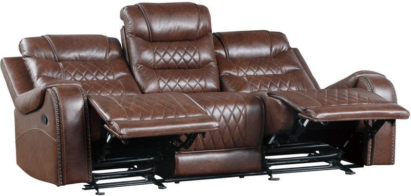 Homelegance Furniture Putnam Power Double Reclining Sofa with Drop-Down in Brown 9405BR-3PW - Urban Living Furniture (Los Angeles, CA)