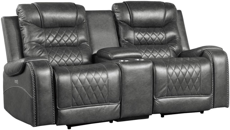 Homelegance Furniture Putnam Double Glider Reclining Loveseat in Gray 9405GY-2 - Urban Living Furniture (Los Angeles, CA)