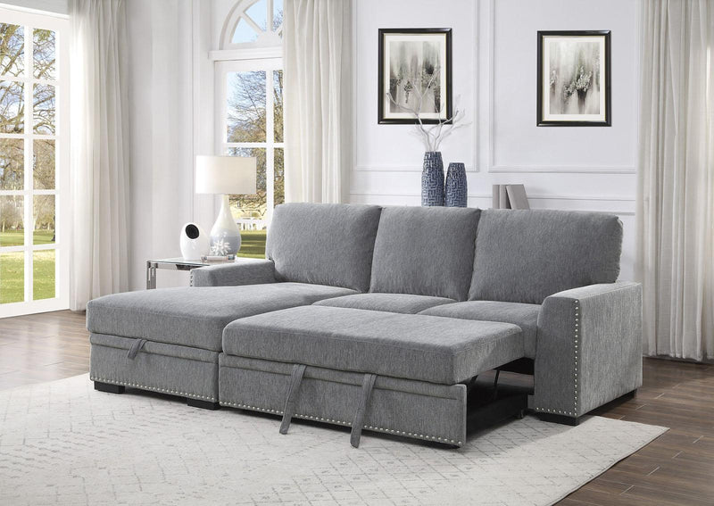 Homelegance Furniture Morelia 2pc Sectional with Pull Out Bed and Left Chaise in Dark Gray 9468DG*2LC2R - Urban Living Furniture (Los Angeles, CA)