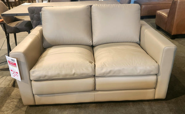 Leather Love Seat in Taupe