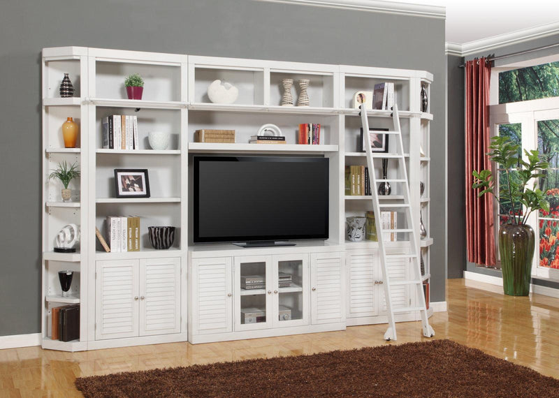 Parker House Boca 6 Piece Entertainment Wall with Ladder in Cottage White