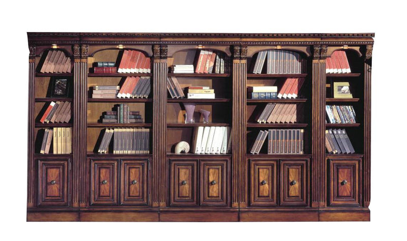 Parker House Huntington 3 Piece Inset Bookcase Wall in Vintage Pecan