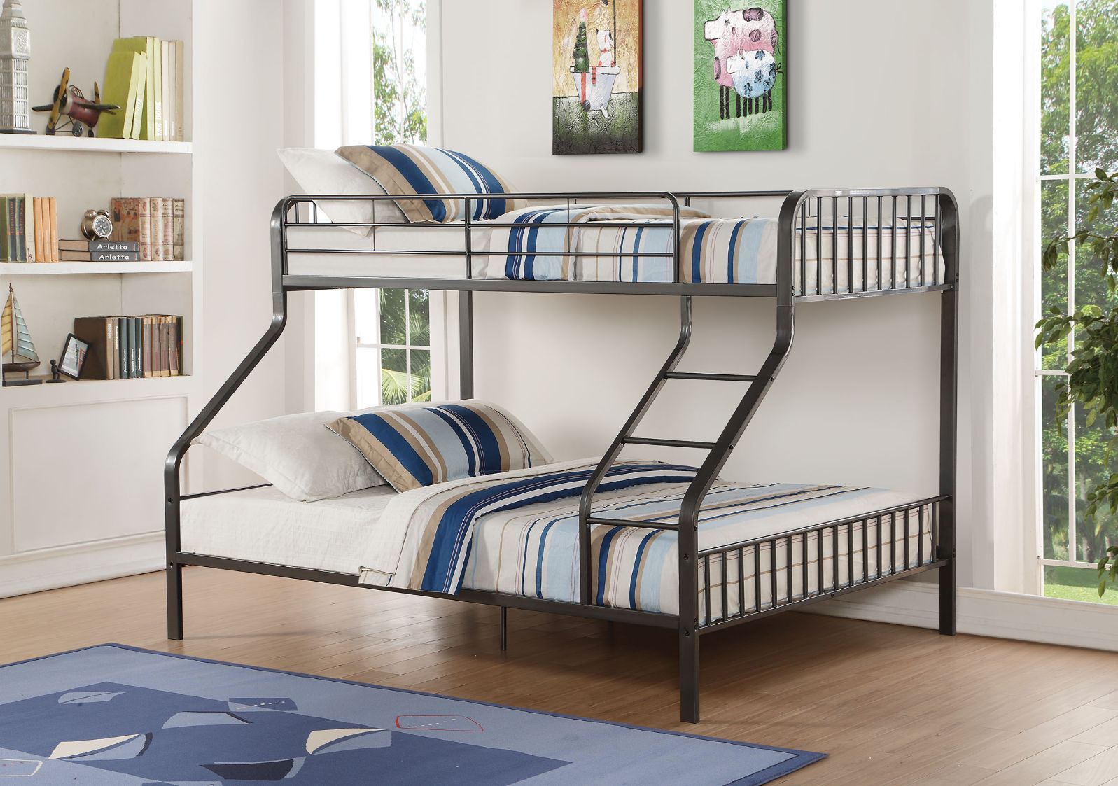 Caius - Twin Long Over Queen Bunk Bed - Gunmetal - Urban Living Furniture (Los Angeles, CA)